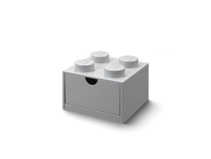 LEGO stolný box 4 so zásuvkou - šedá
