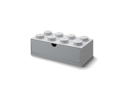 LEGO stolný box 8 so zásuvkou - šedá
