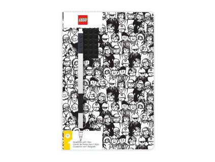 LEGO Stationery Zápisník A5 s čiernym perom - Minifigure Brick