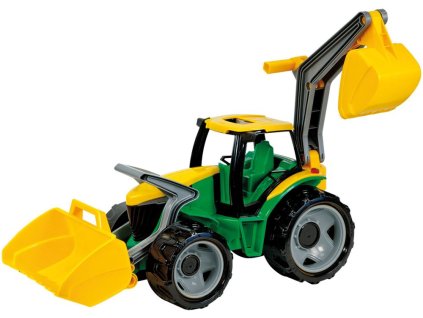 Traktor s lyžicou a bagrom zeleno-žltý