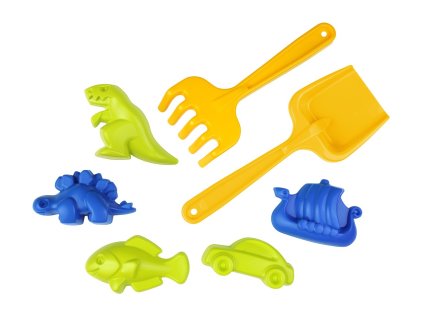 Súprava na piesok, 7-dielna, hrabličky + lopatka