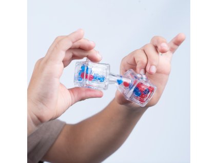 Fidget Blox Sound - relaxačná kocka - modrá a červená