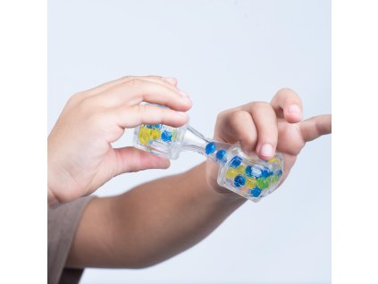 Fidget Blox Sound - relaxačná kocka - modrá a žltá