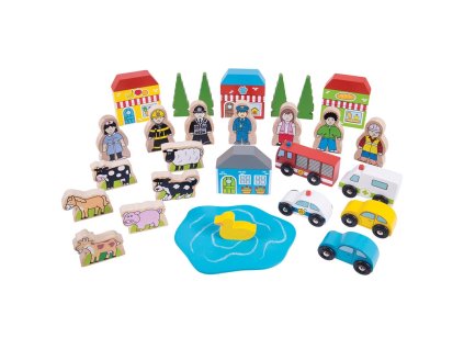 Bigjigs Rail Velká sada příslušenství dřevěné vláčkodráhy