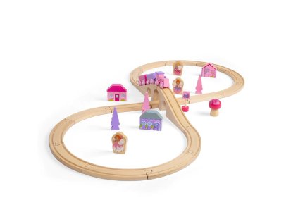 Bigjigs Rail Dřevěná vláčkodráha osmička pro princezny 35 dílů
