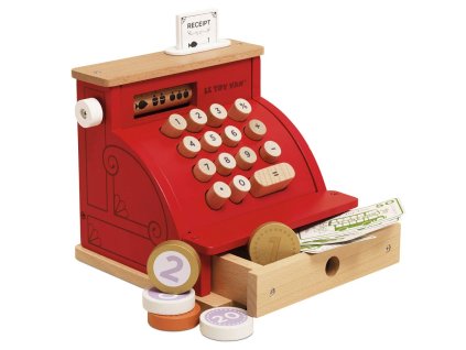 Le Toy Van Dřevěná pokladna s penězi červená