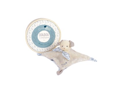 Doudou Dárková sada - Plyšový králíček s béžovou dečkou z  BIO bavlny 25 cm