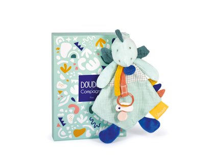 Doudou Dárková sada - Hračka s úchytem na dudlík dinosaurus zelený 23 cm