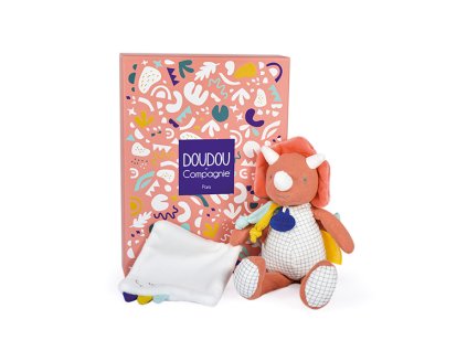 Doudou Dárková sada - dinosaurus s dečkou 25 cm