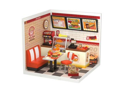 RoboTime 3D dřevěná skládačka Miniatura domečku Restaurace Mňam, mňam burger