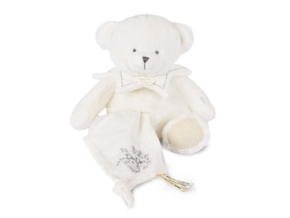 Doudou Dárková sada Plyšový medvídek s dečkou 30 cm béžový