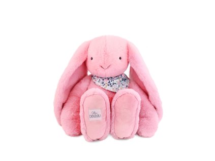 Doudou Plyšový králík XXL s šátkem růžový 50 cm