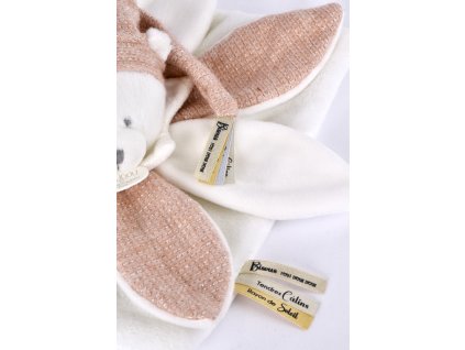 Doudou Dárková sada Plyšový muchláček medvídek s čepičkou 25 cm růžový