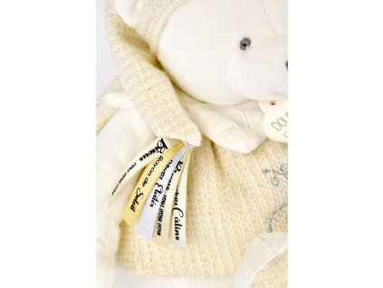 Doudou Dárková sada Plyšový lední medvídek s kroužkem 30 cm béžový