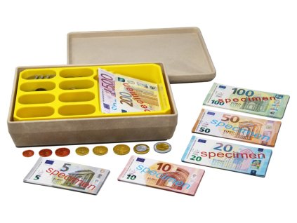 Wissner Pokladna s eurovými bankovkami a mincemi