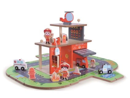 2Kids Toys Dřevěná stanice Hasiči 2 v 1