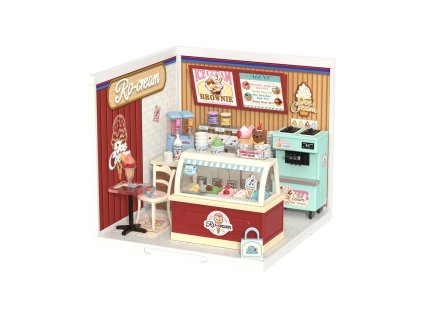 RoboTime 3D dřevěná skládačka Miniatura domečku Prodejna zmrzliny