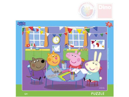 DINO Puzzle deskové Prasátko Peppa Pig ve školce 32x24cm skládačka 40 dílků