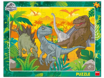 DINO Puzzle deskové 40 dílků Jurský svět 32x24cm skládačka