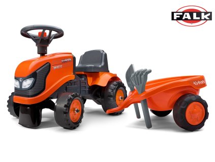 FALK 260C Baby Kubota ride-on traktor s přívěsem, hrable a lopata