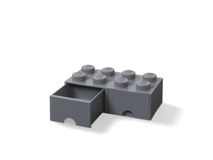LEGO úložný box 8 so zásuvkou - tmavo šedá
