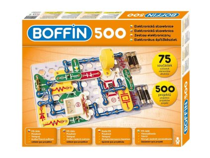 Stavebnice Boffin 500 elektronická 500 projektů na baterie 75ks v krabici 50x39x5cm
