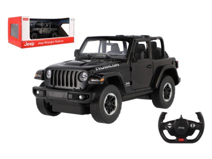 Auto RC Jeep Wrangler Rubicon RASTAR černý plast 29cm 2,4GHz na dálk. ovl. na bat. v krab. 44x19cm