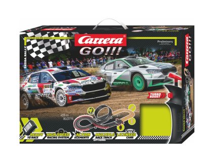 Autodráha Carrera GO!!! 62584 Škoda Rally 4,9m + 2 auta v krabici 58x40x10cm
