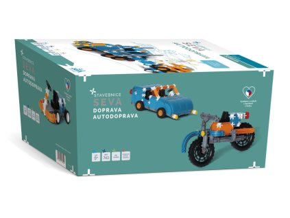 Stavebnice SEVA DOPRAVA - Autodoprava plast 743 dílků v krabici 28x38x18cm