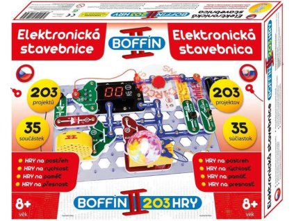 BOFFIN II. HRY Elektronická stavebnice 203 projektů 35 součástek na baterie