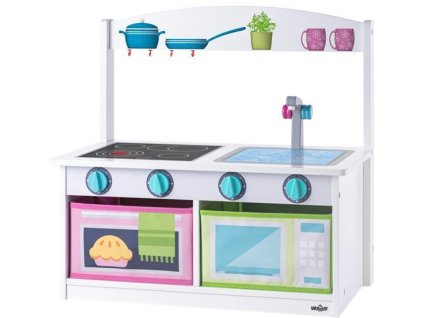 WOODY DŘEVO Kuchyňka úložná lavice s opěrátkem 2v1 *DŘEVĚNÉ HRAČKY*