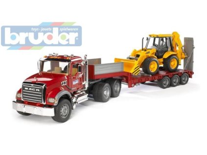BRUDER 02813 (2813) Nákladní auto MACK Granit - návěs + traktor JCB