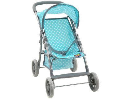 Kočárek golfové hole mátový puntíkovaný s košíkem pro panenku miminko