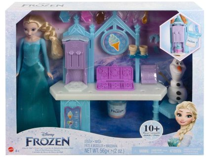 MATTEL Frozen Zmrzlinový stánek s Elsou a Olafem herní set s modelínou