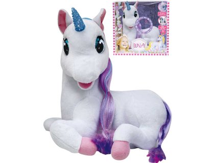 PLYŠ Jednorožec Luna pohádkový 36cm vypráví pohádky na baterie Světlo Zvuk