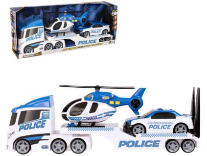 Teamsterz policejní tahač set s autem a vrtulníkem na baterie plast Světlo Zvuk