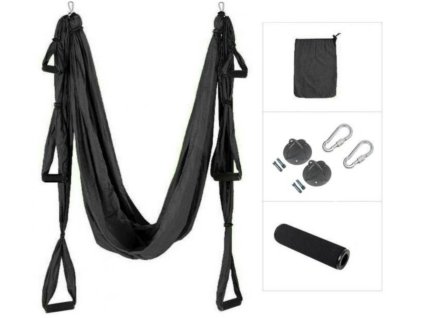 ACRA Závěs na Yogu s popruhy černý Aero Yoga (Aerojóga)