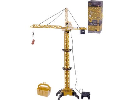 Jeřáb stavební 128cm ovládání na kabel set s doplňky na baterie plast