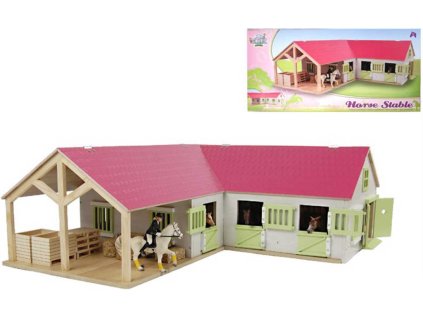 KIDS GLOBE Stáj pro koně rohová 1:24 DŘEVĚNÁ STAVEBNICE