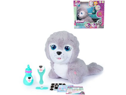 PLYŠ Tuleň Silver interaktivní zvířátko s doplňky záchranná mise na baterie Zvuk