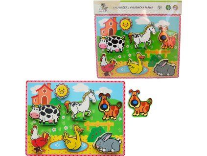 BABU - Dřevěná vkládačka farma 6 dílů