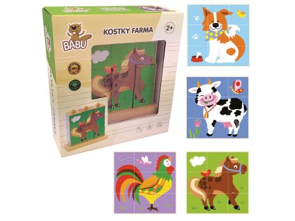 BABU - Kostky - zvířatka z farmy 9 ks