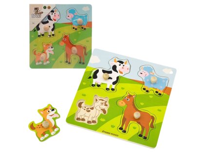 BABU - Dřevěná vkládačka farma 4 díly