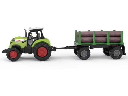 FARM SERVICE - Traktor s valníkem na dřevo se zvuky a světly