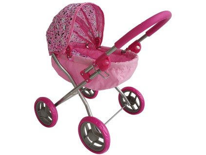 Dětský kočárek hluboký - růžový s jednorožci