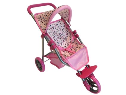 Sportovní kočárek pro panenky - růžový s jednorožci