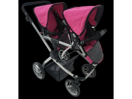 Dětský kočárek pro dvojčata - růžovo-černý