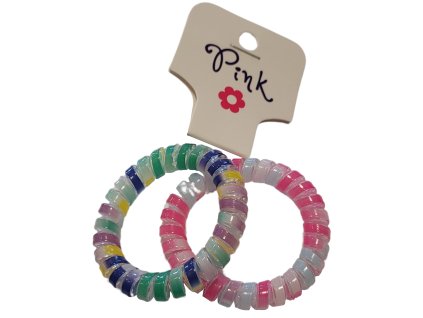 PINK - Spirálové gumičky do vlasů barevné 2ks