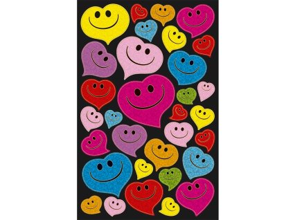 Samolepky Barevná usměvavá srdíčka 30 ks