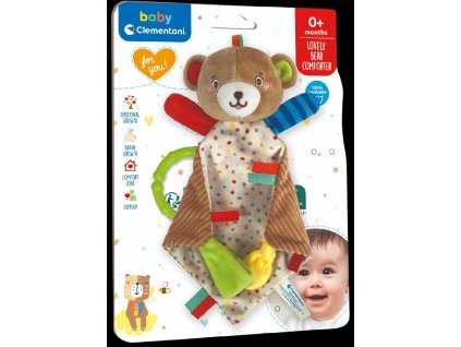 Baby Clementoni - Plyšová mazlící dečka s úchytem - Medvídek